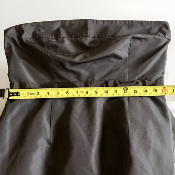 Vintage J Crew Emma Women's Silk Dress Size 12 Brown Silk Faille Bow Strapless - Picture 7 of 8